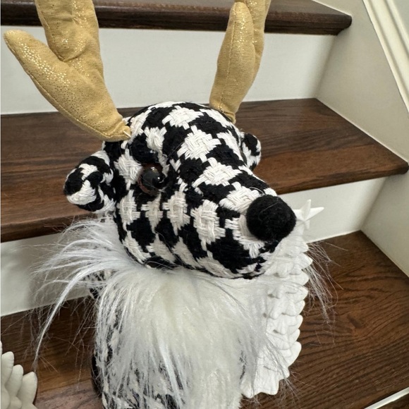 34TH & PINE BLK/WHITE HOUNDSTOOTH CHRISTMAS REINDEER NEW - Picture 8 of 10